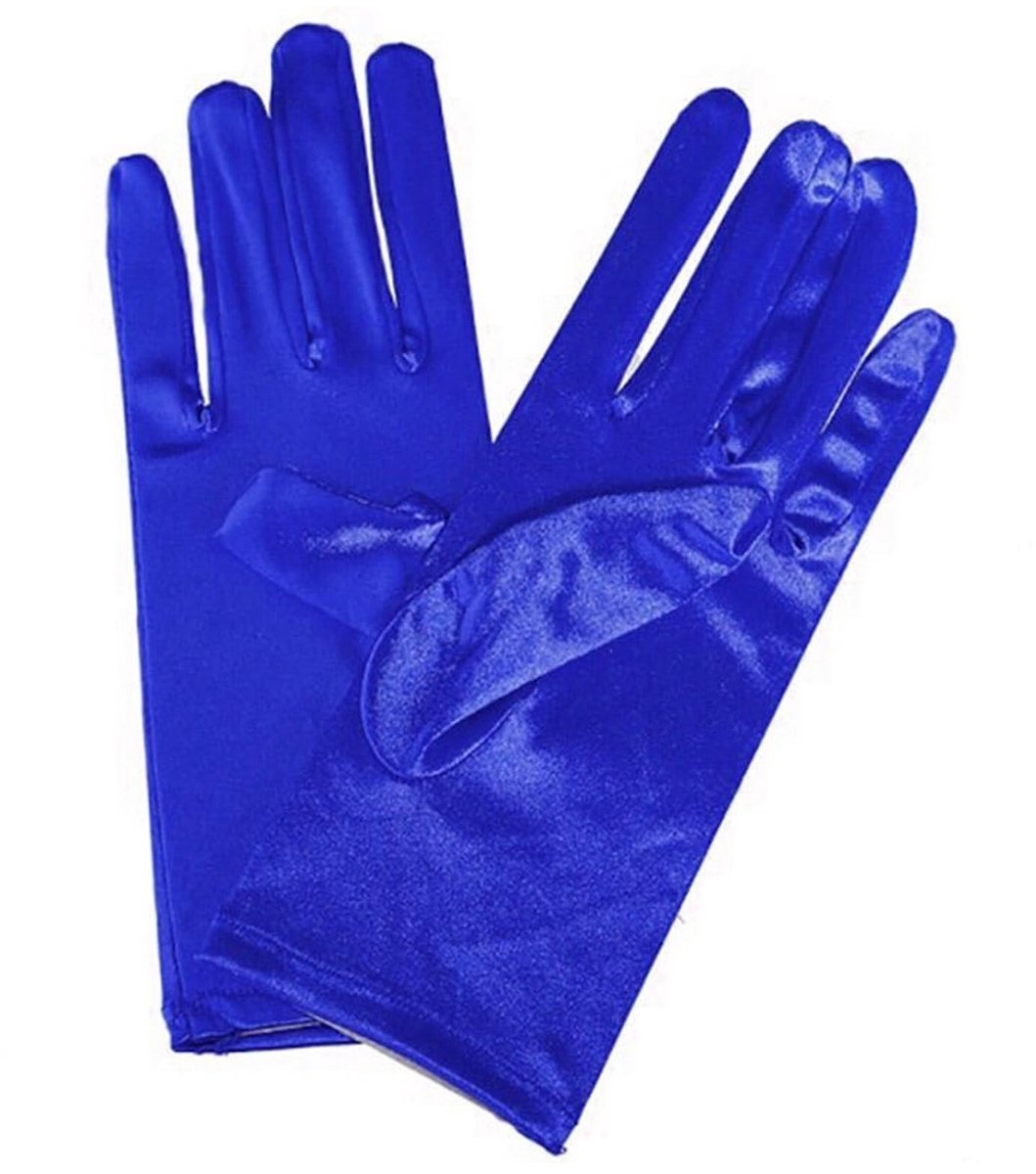 Satijnen handschoenen voor dames - Koninklijk blauw, één maat