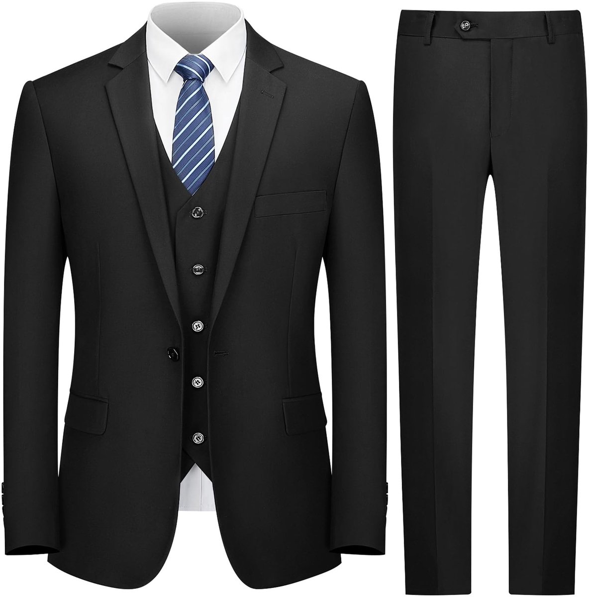 Heren Pak Slim Fit - 3-delig Tuxedo Set Zwart 2XL