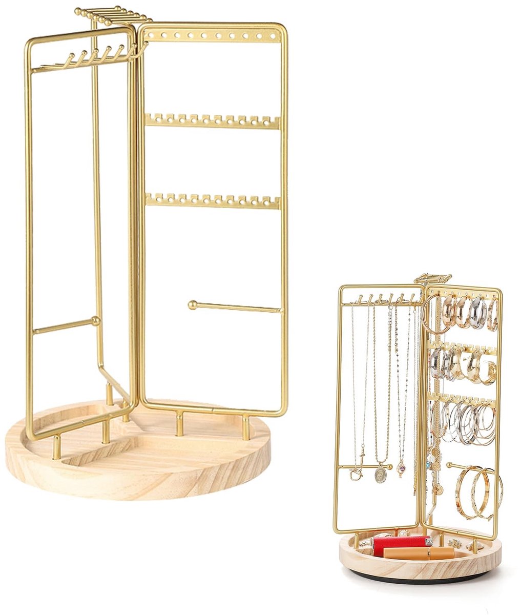 Sieradenhouder Organizer - 360° Roterende Sieradendisplay met 3 Secties