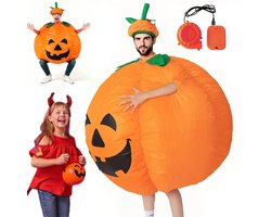 Opblaas Kostuum Pompoen - Pompoen Mascotte Opblaasbare - Halloween Pompoenkostuum - 210T Polyester - Snel Opblazen - Hoed & Blower Inbegrepen - Voor Themafeesten & Halloween & Podium & Cosplay - Leuk Kostuum