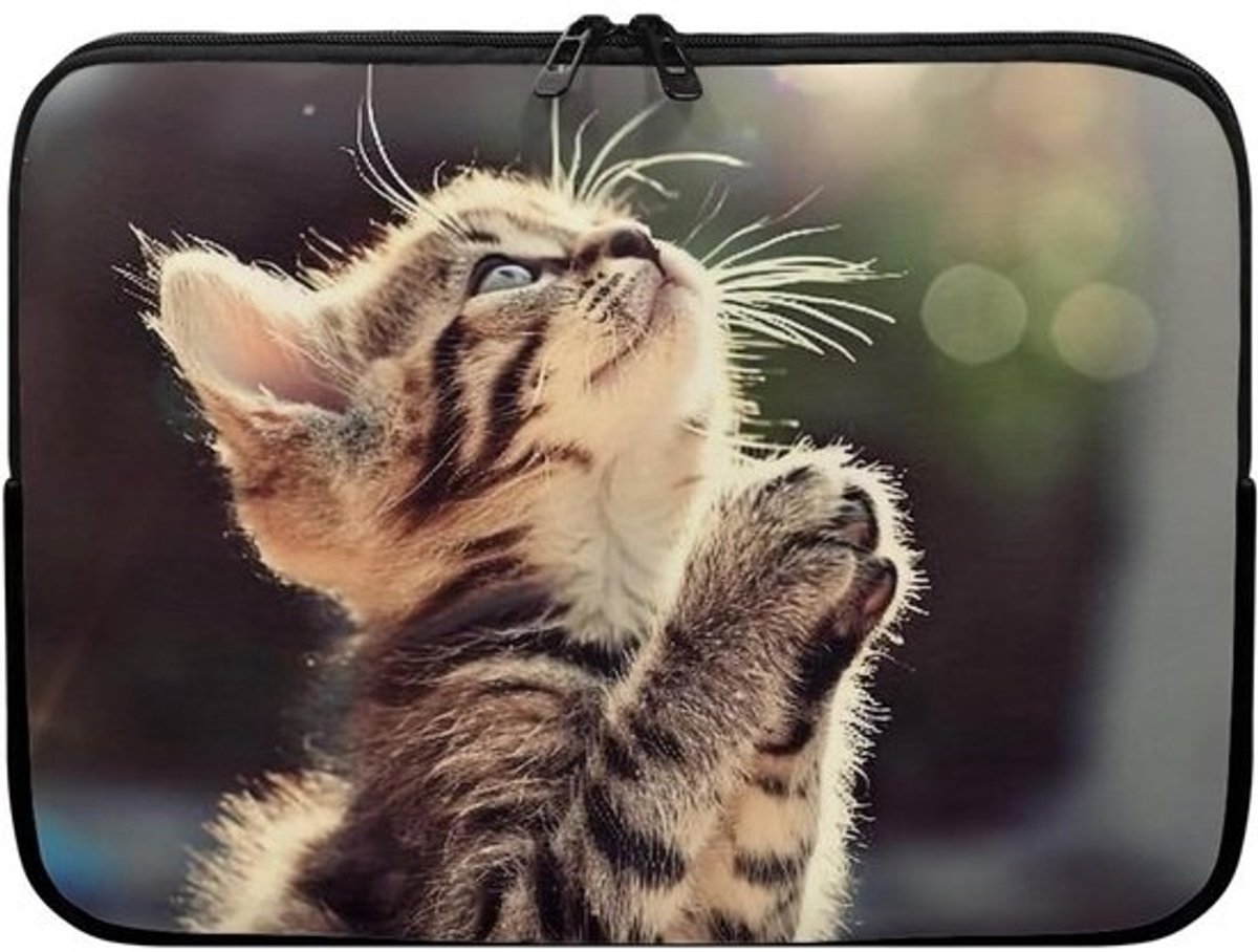 Laptop Sleeve - Laptoptas Computerhoes - Bescherming Laptop - Waterbestendige Stof - Tot 16.5 inch - Kattenprint