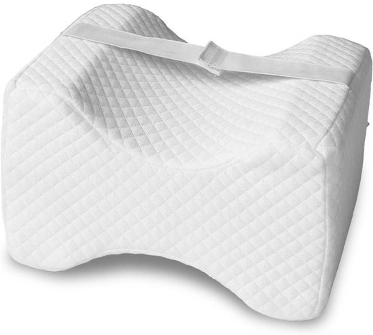 Ergonomisch Kniekussen - Steunkussen Zijslaper - Comfortabel Slapen - Met Bevestigingsriem - 24 x 20 x 15 cm - Wit