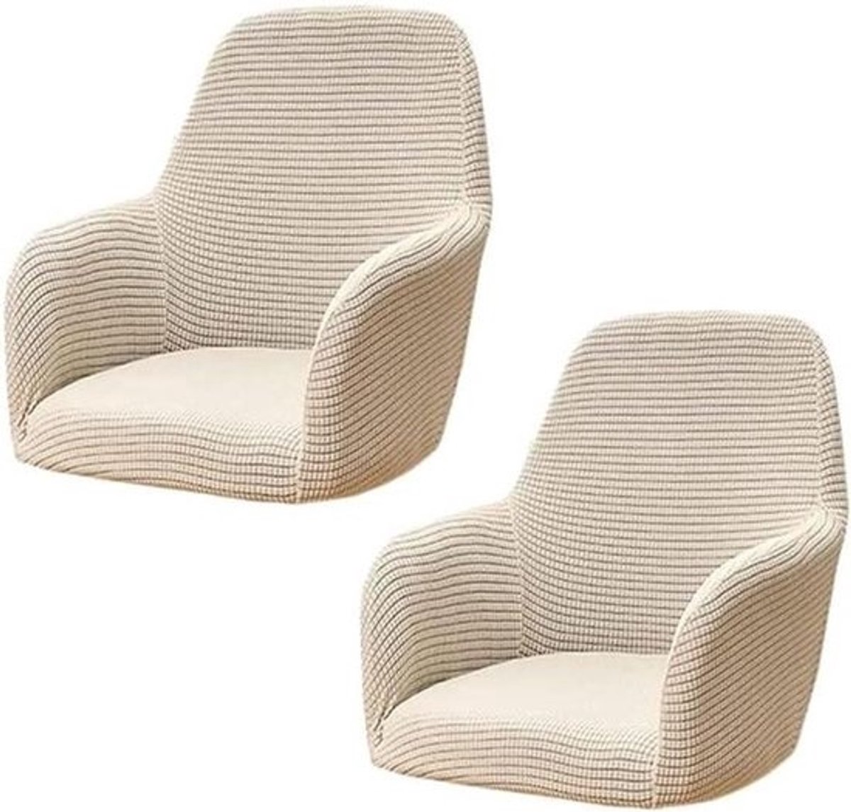 Eetkamerstoel Hoezen - Stoelhoes Set - Meubels Beschermen - Geruit Jacquard Stof - Met Armleuningen - C