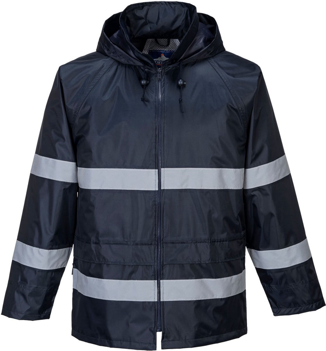 Regenjack Iona Donker met reflecterende striping Blauw