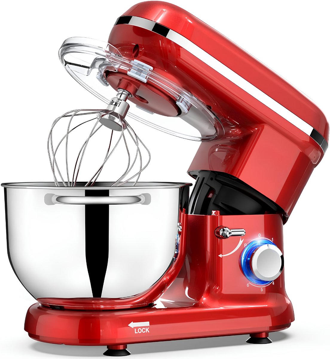 KIRA® Deegmachine - Keukenmixer - Elektrische Deegmixer - Rood - 42cm x 27cm x 36cm