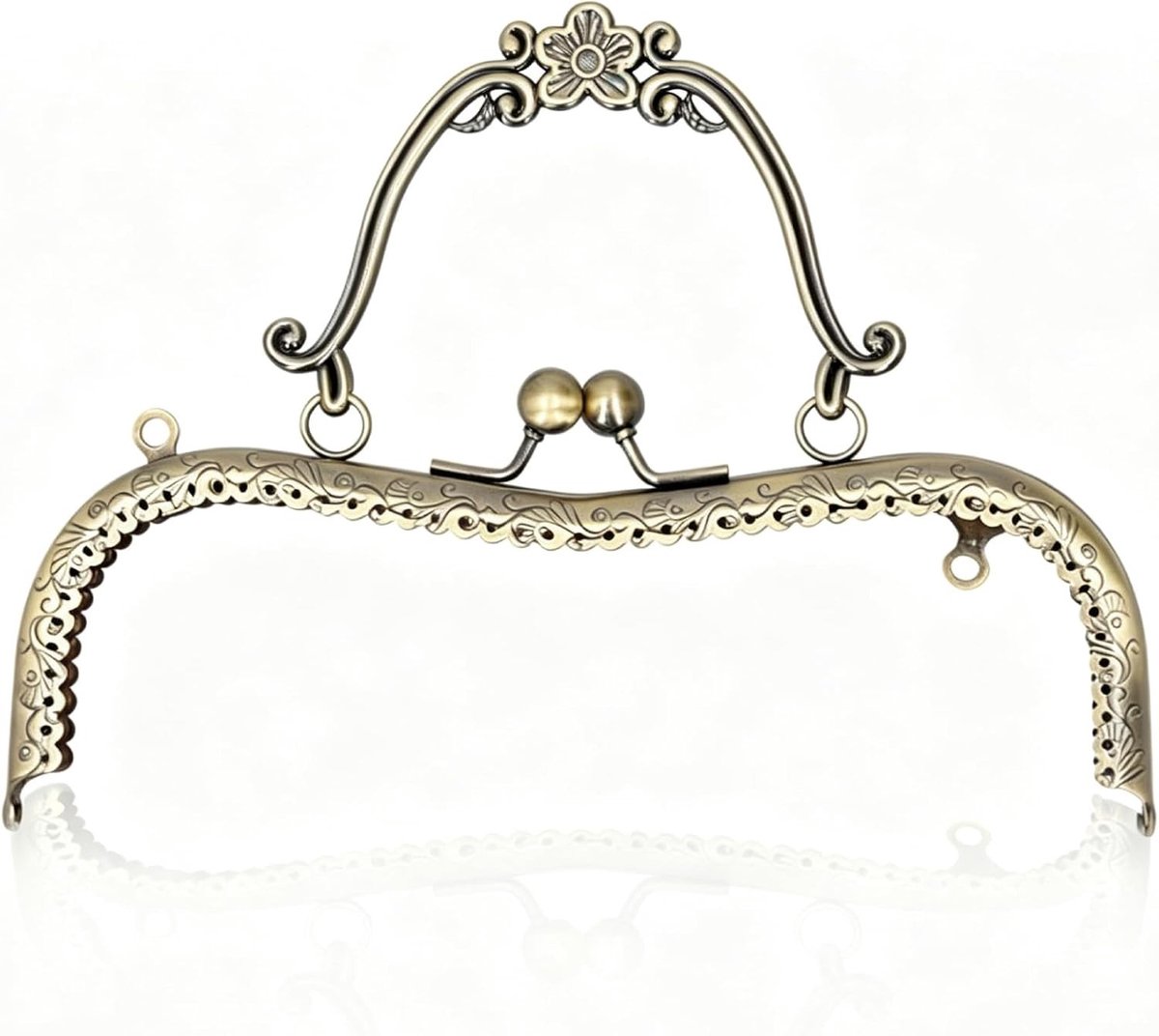 Metalen zakframe met kussensluiting, retro tas sluitframe voor handwerk, 20,5 cm (brons) - perfect voor accessoires en DIY-projecten