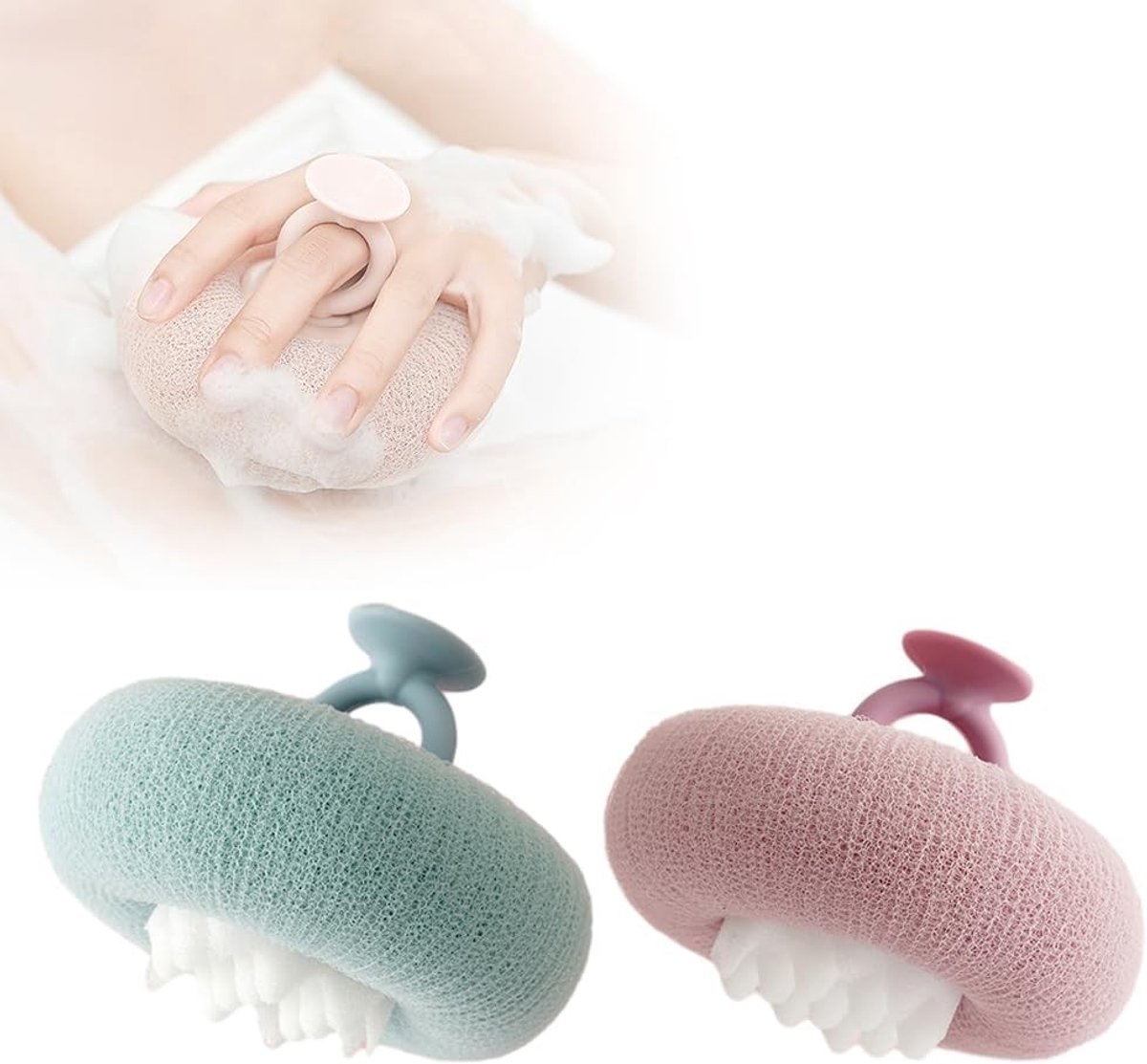 Zonnebloem Badspons - 2-in-1 Douchescrubber met Zuignap