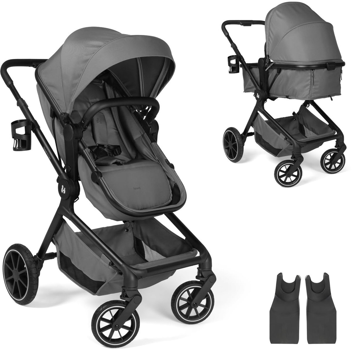 2-in-1 Kinderwagen met Omkeerbare Stoel - Donkergrijs