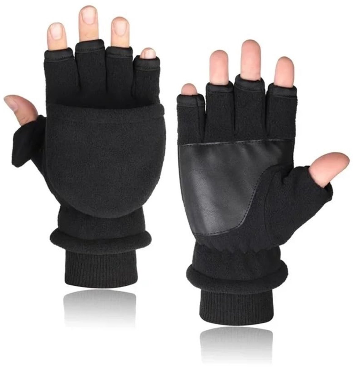Vingerloze Handschoenen - Warm en Winddicht - Zwart
