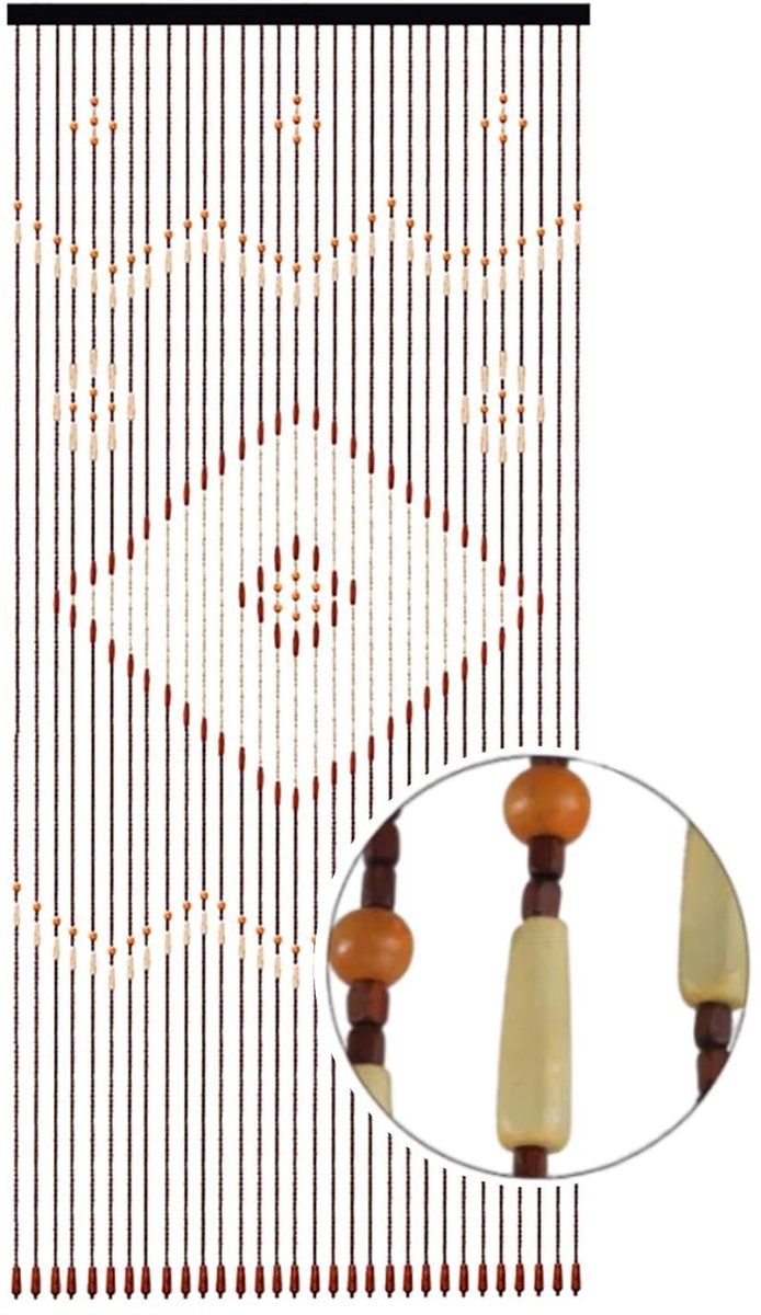 Bamboe Gordijn 90 x 208 cm - Houten Beads Vliegengordijn
