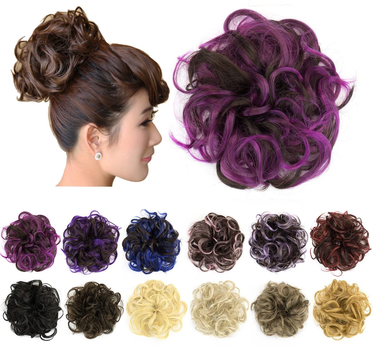 2Pcs Messy Bun Haarstukje - Bruine Rose Kleur