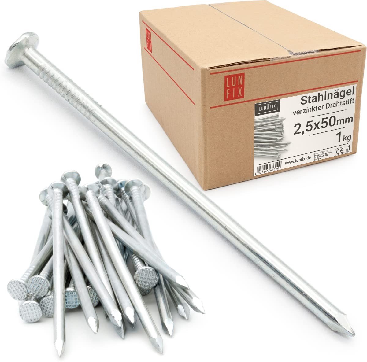 Gegalvaniseerde Houten Spijkers - 2,5 x 50 mm, 1 kg