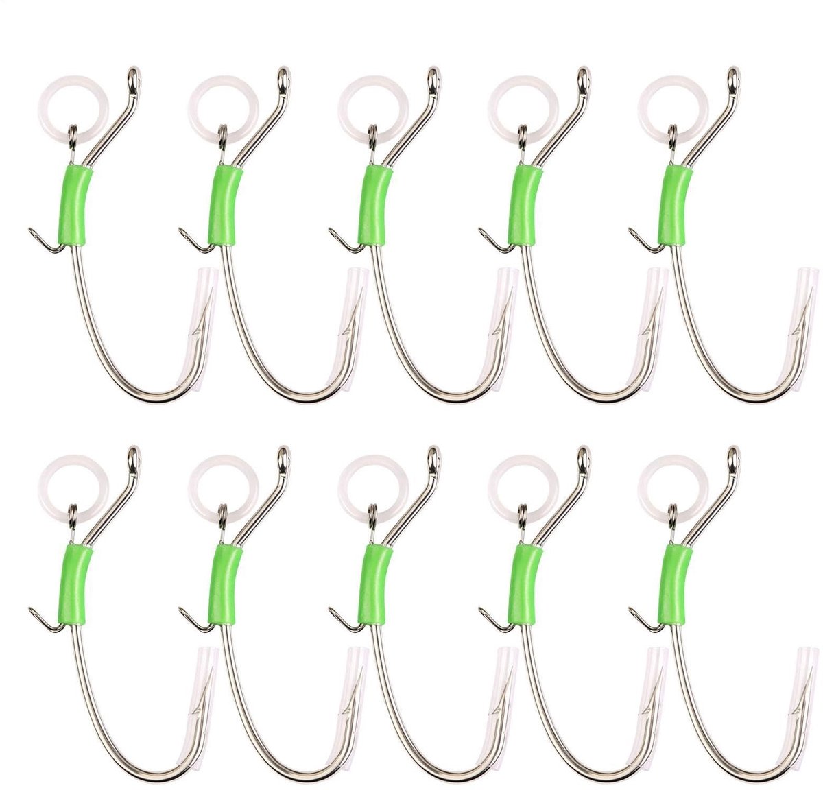 Levende Garnaal Vishaak Set - 10 Stuks Gloeiende Hengelsport Rigs