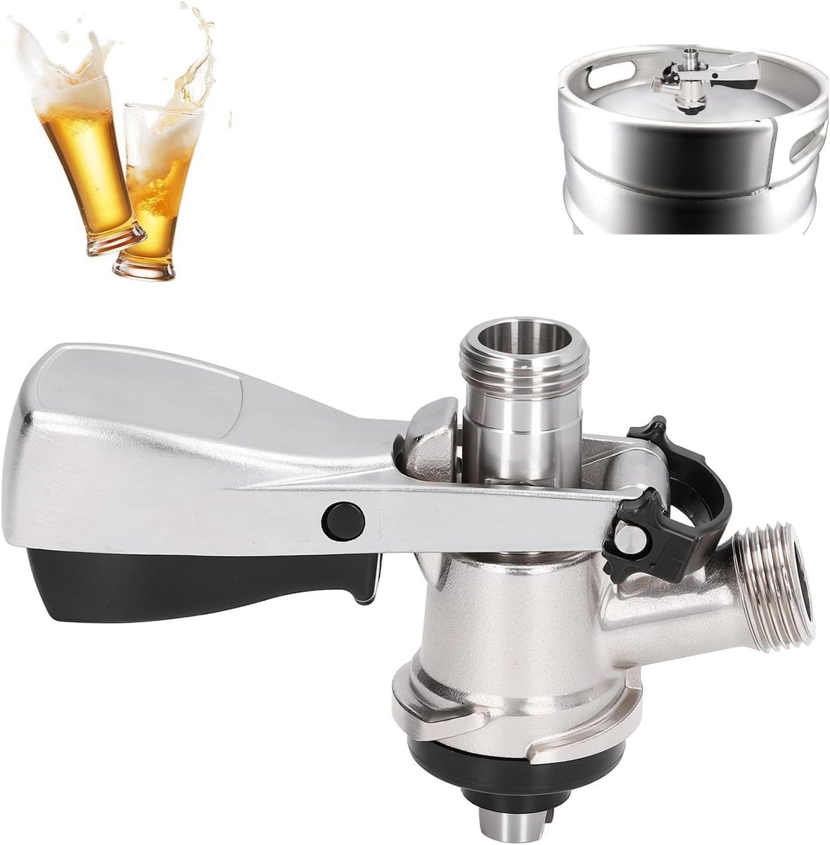RVS Keg Coupler voor Bierdispenser met Veiligheidsventiel en G5/8 Aansluiting voor Thuisbrouwsysteem