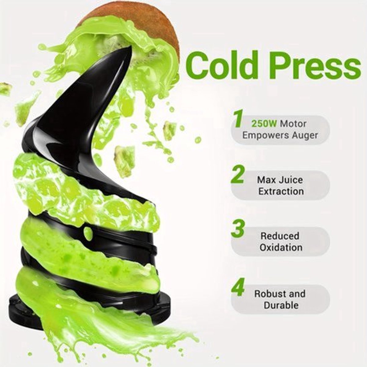 Slowjuicer – Slow Juicer – Sapmachine – Sapcentrifuge – Juicer – Brede Opening 13,5 Cm – 1,8 Liter Opvangbak – Stil Motor