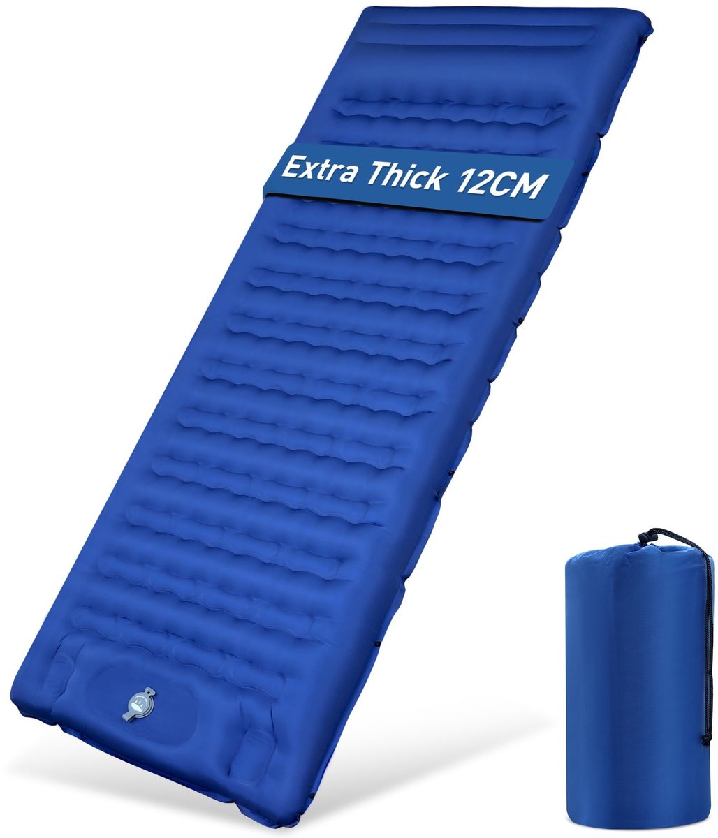 12 cm Dikke Camping Isolatiematrass met Voetpomp - Ultralicht en Waterdicht