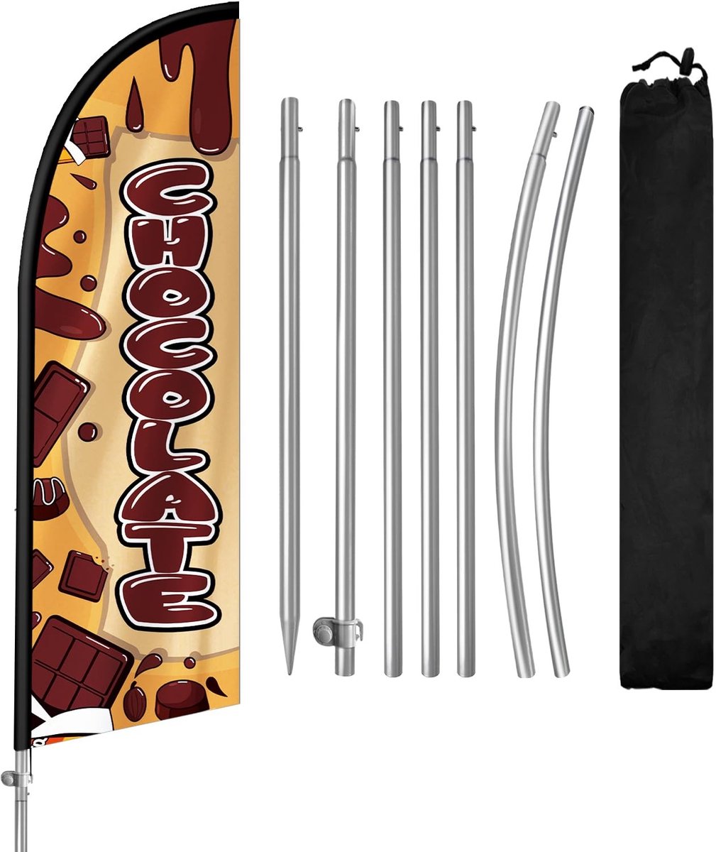 Chocolade Veer Vlag - Roestvrij Stalen Vlaggenmast 8FT
