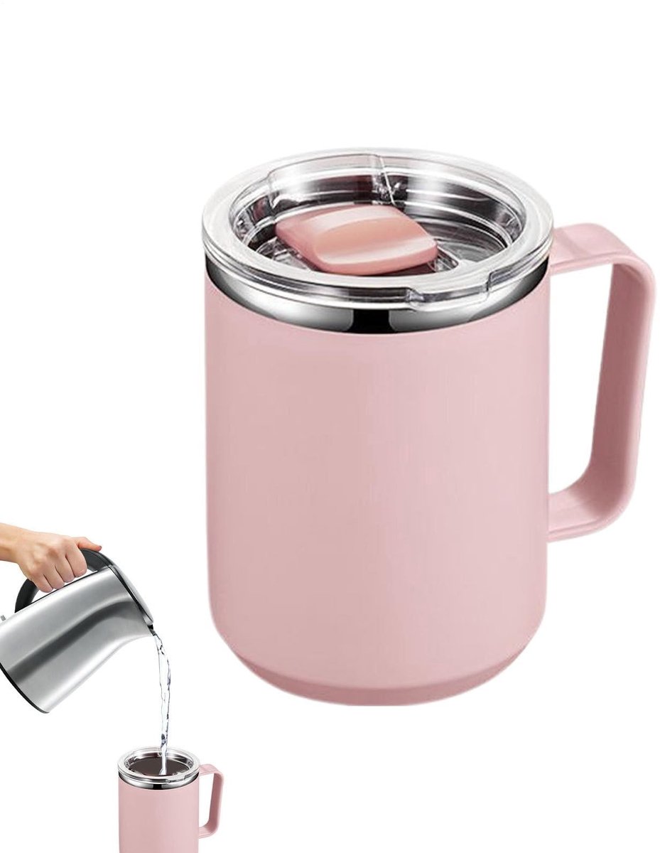 Isolatiebeker - 450 ml - Dubbelwandig - Roze