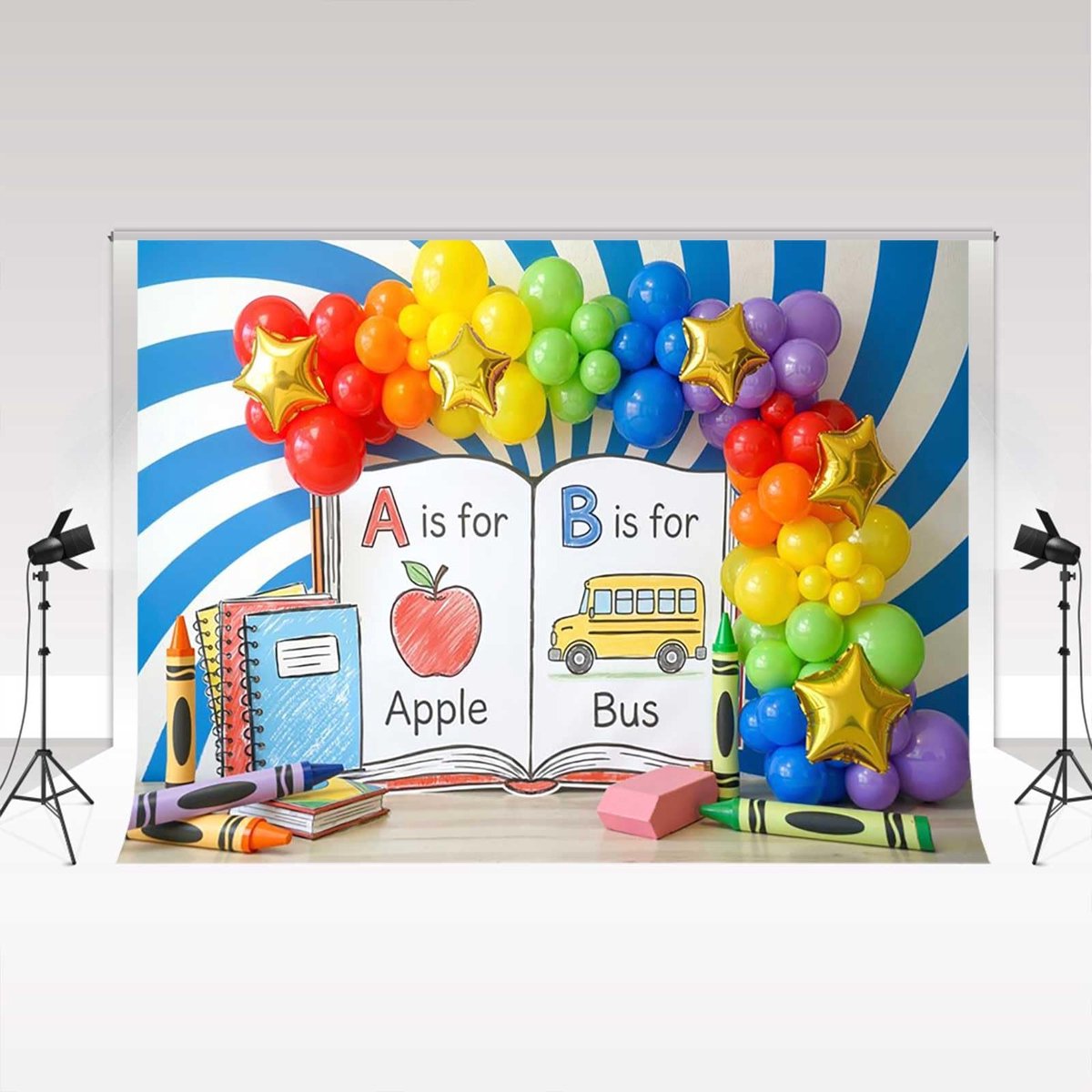 Fotografie Achtergrond - Regenboog Ballon Boog 3x2.5m