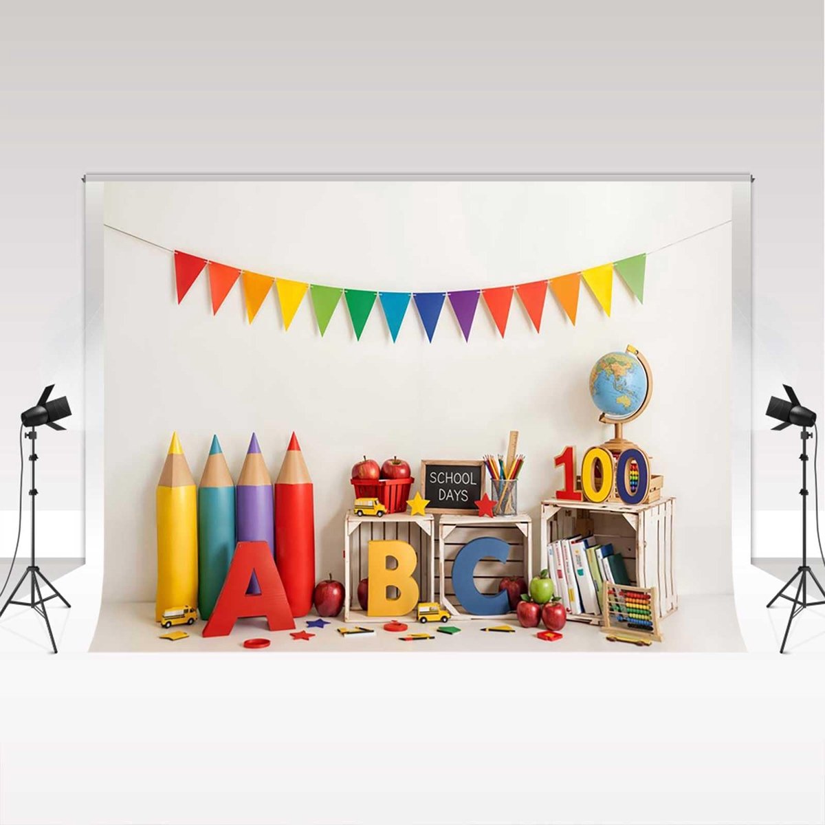 Fotoachtergrond 3 x 2 m - Schoolstart Engels alfabet