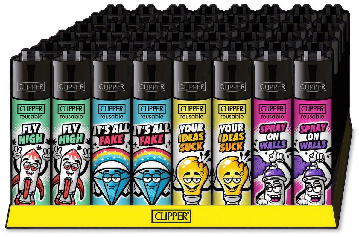Clipper Classic Large Aanstekers "Snappy Slogan" (4 stuks)