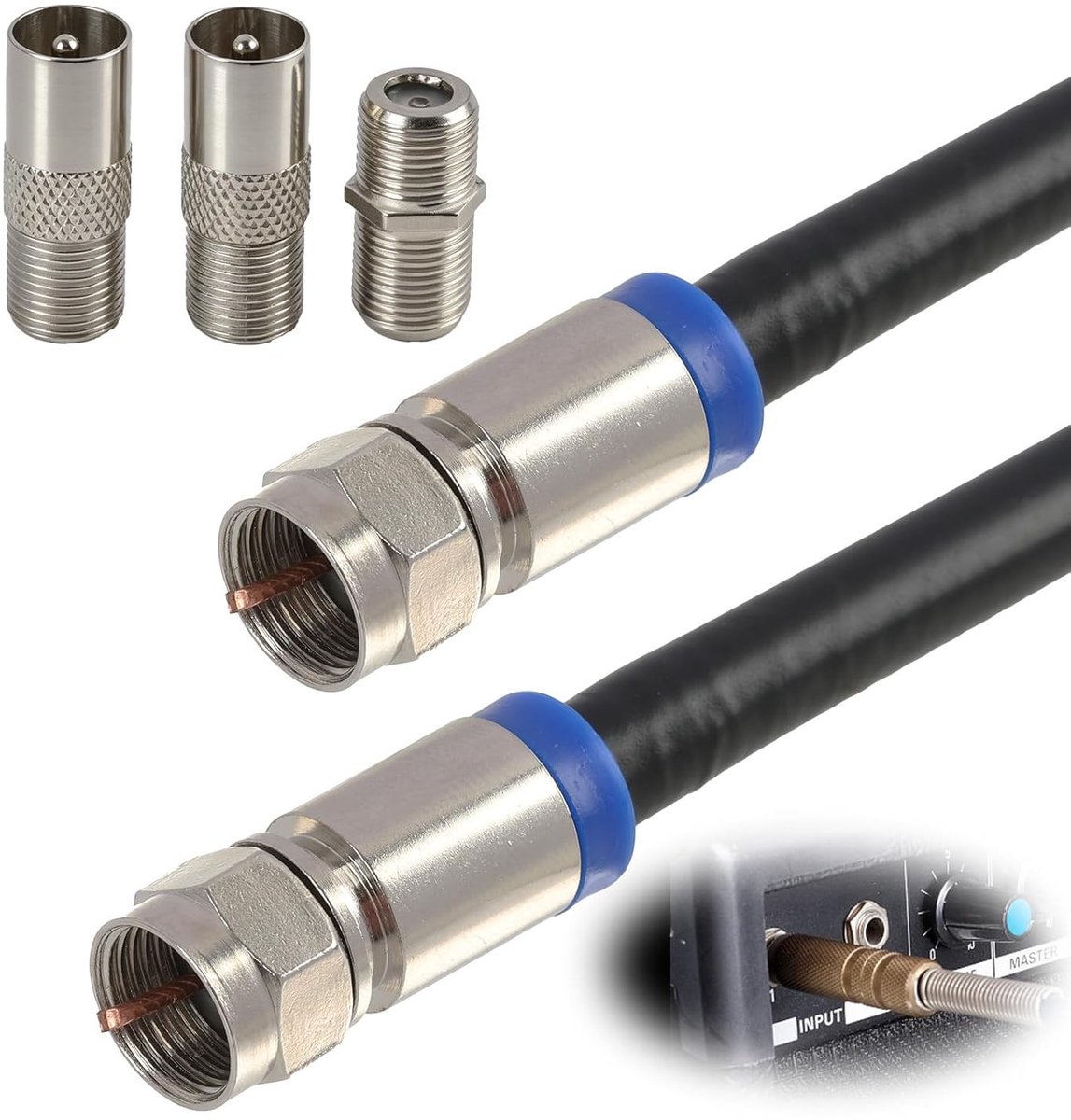 1 meter RG6 Coaxkabel voor Satelliet en Antenne, Waterdichte F Plug, Ondersteunt tot 3GHz, Ideaal voor TV en Aansluitingen