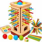 Montessori Houten Speelgoed 3-in-1 Stokspel – Educatief Spel voor Kleurherkenning – Cadeau 3 Jaar - Kinderspellen