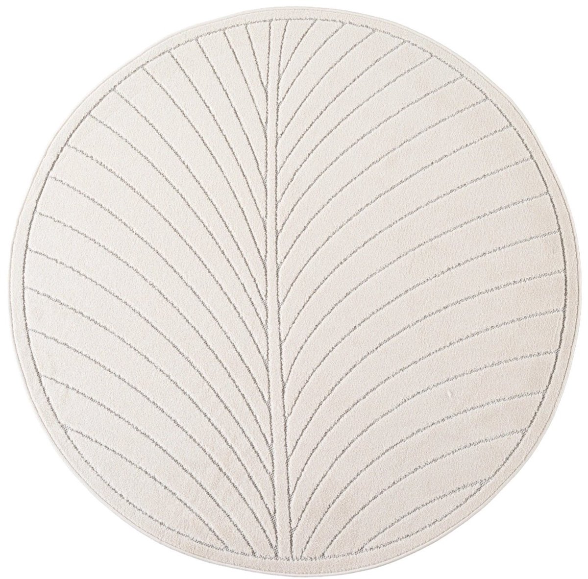 Dutch XXL Rond Buitenkleed | Nova | Palmblad | Crème | 160x160 cm | Buitentapijt | Tuintapijt