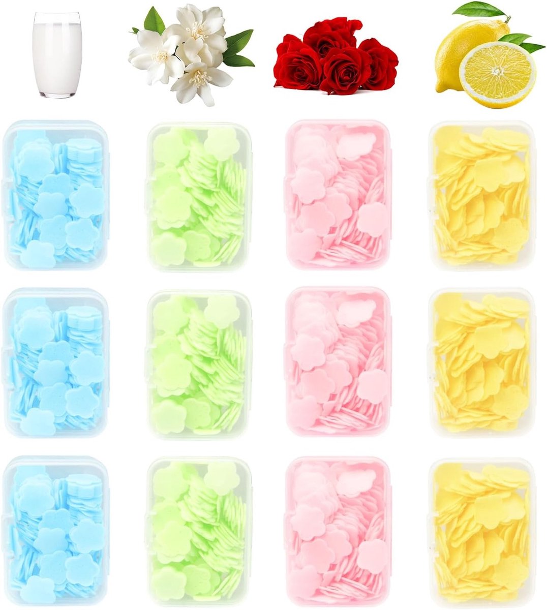 12 Stuks Bladvormige Zeep in Handige Verpakking voor Reizen, Sport en Buitenactiviteiten - 4 Kleuren