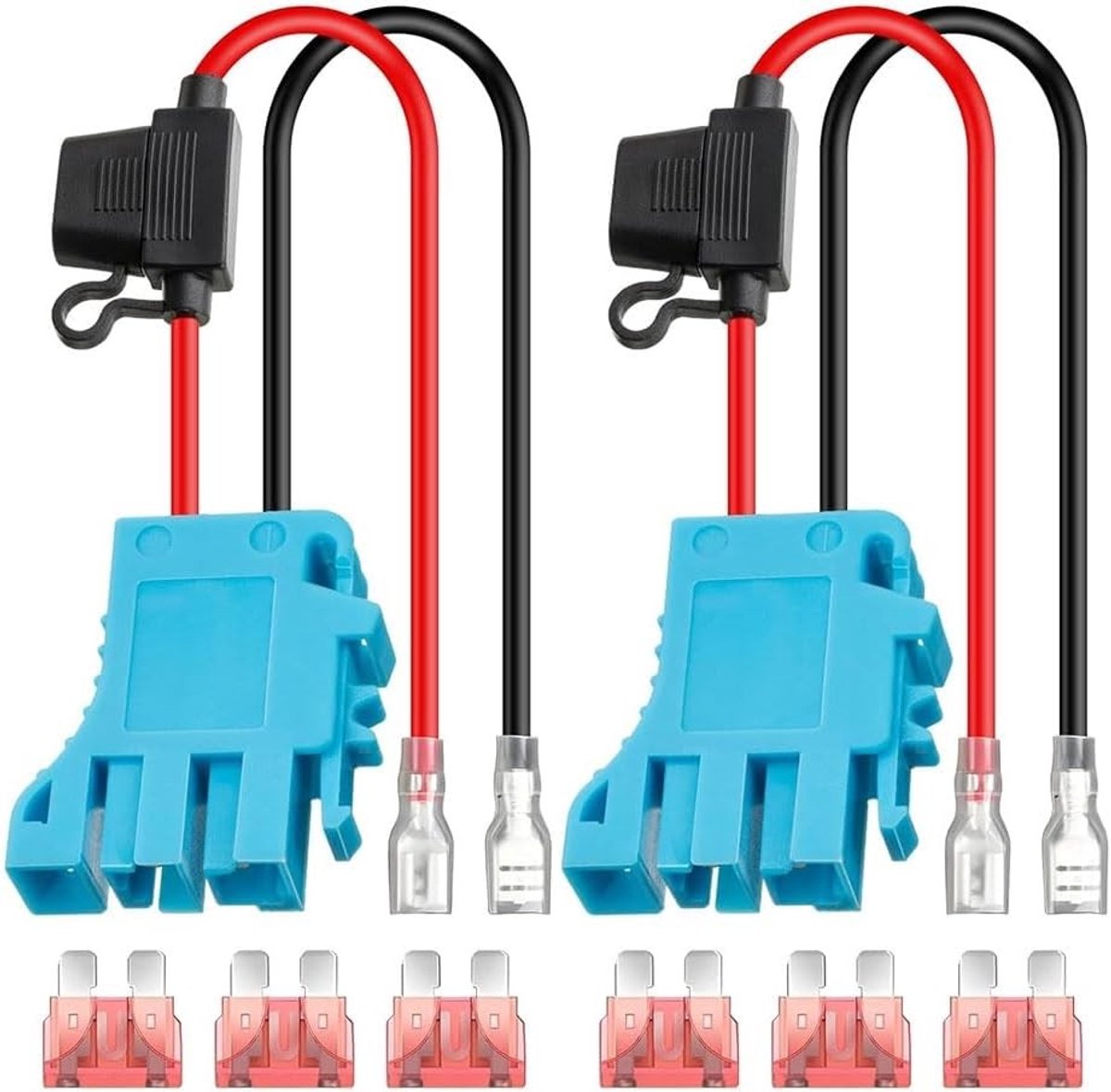 Set van 2 12 AWG Draad Harness Stekkers voor 12 Volt SLA Accu Zitplaatsen met Zekering en Accessoires