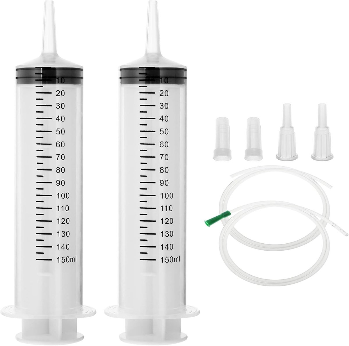 Plastic Spuiten met Katheter - Wit - 150ml - Herbruikbare Vloeibare Spuit met Slang - Voor Huisdieren en Vloeistoftoepassingen