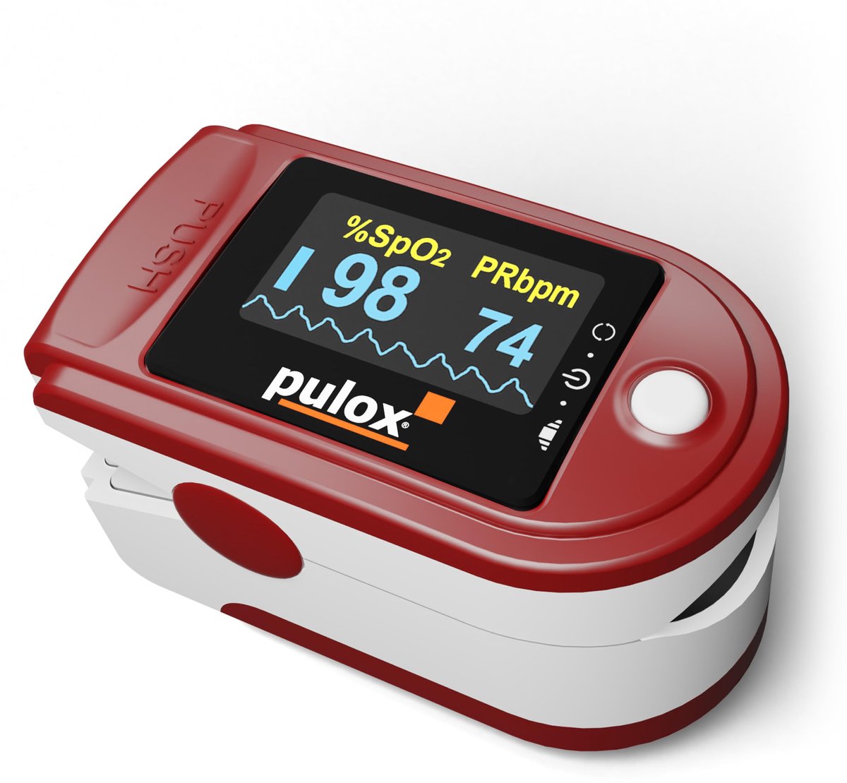 Saturatiemeter Vinger – SpO2, Hartslag & Perfusie-index – Draaibaar LCD Display – 20 Uur – Rood