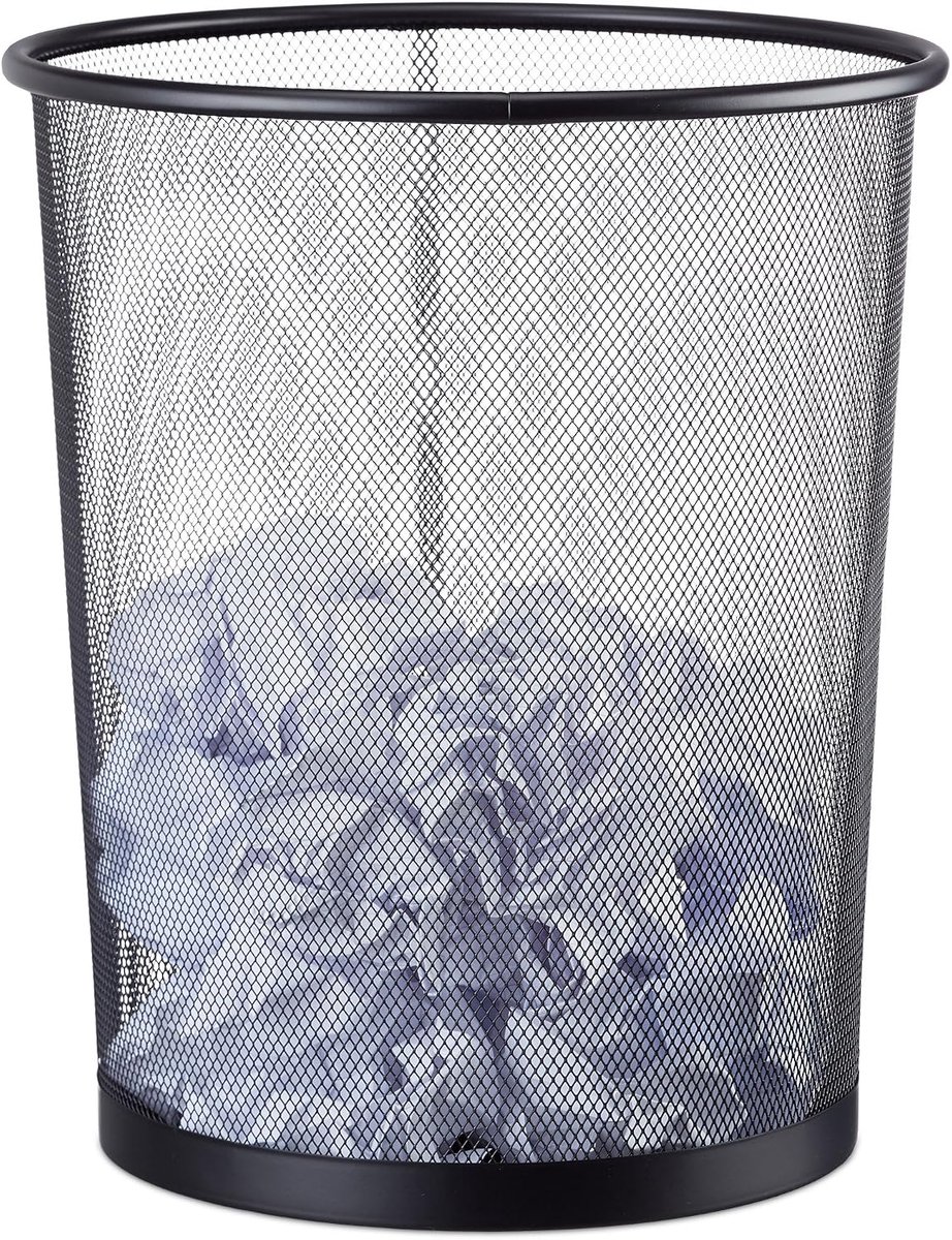 Prullenbak metaal - 20 liter - Ø 30 cm - 35 cm hoog - Geperforeerd - Kantoor