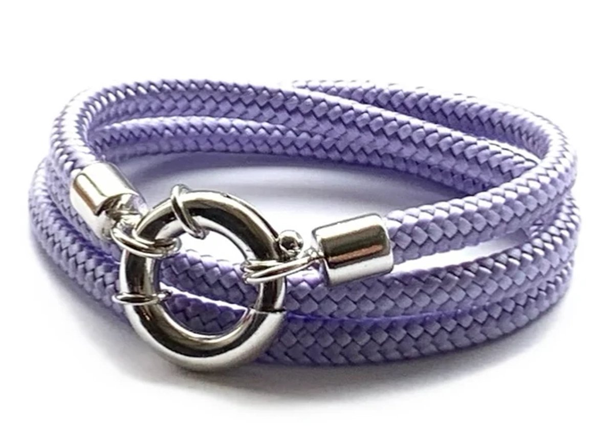 NIEUW! Jolla - dames wikkelarmband - zilver - touw - Classic Rope - Lila