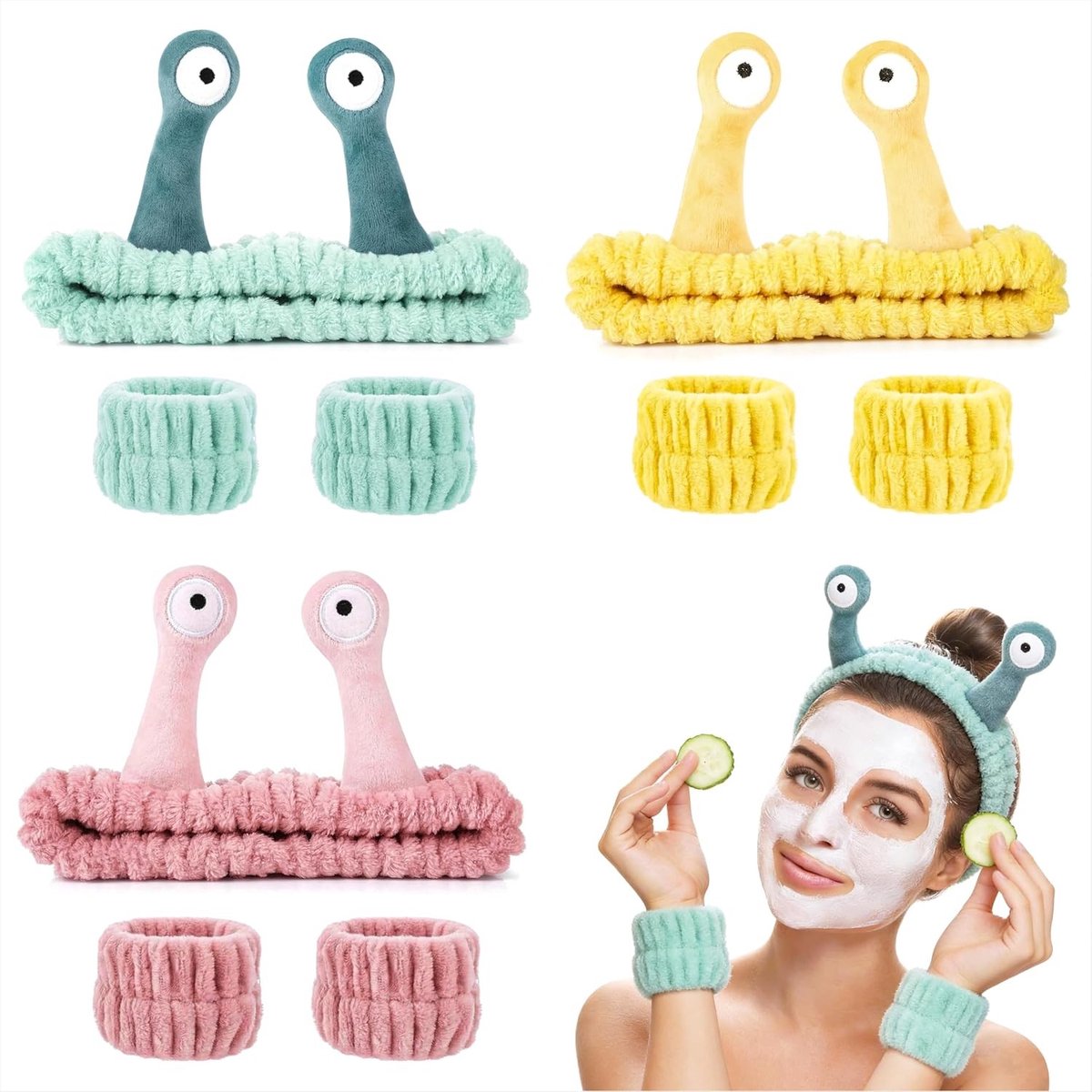 Elastische Haarbanden voor Gezichtsreiniging, Make-up en Spa, Set van 9, Coral Fleece, Ideaal voor Schoonheidsbehandelingen en Sportactiviteiten