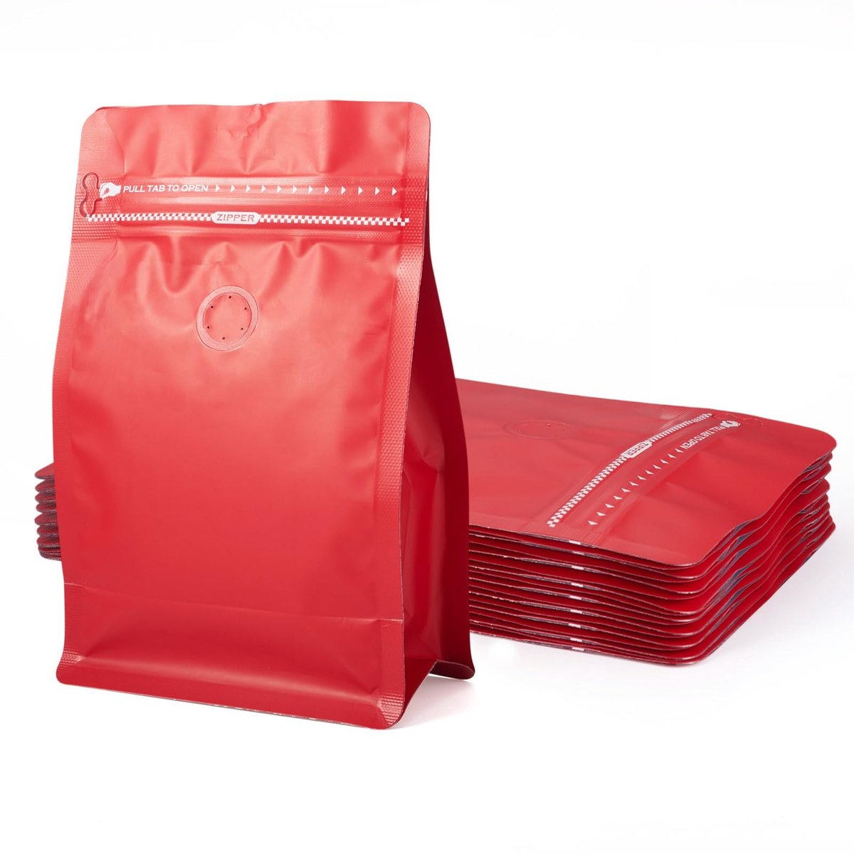 Resealable Koffiezakken - 10 Stuks, Rood, 8 oz