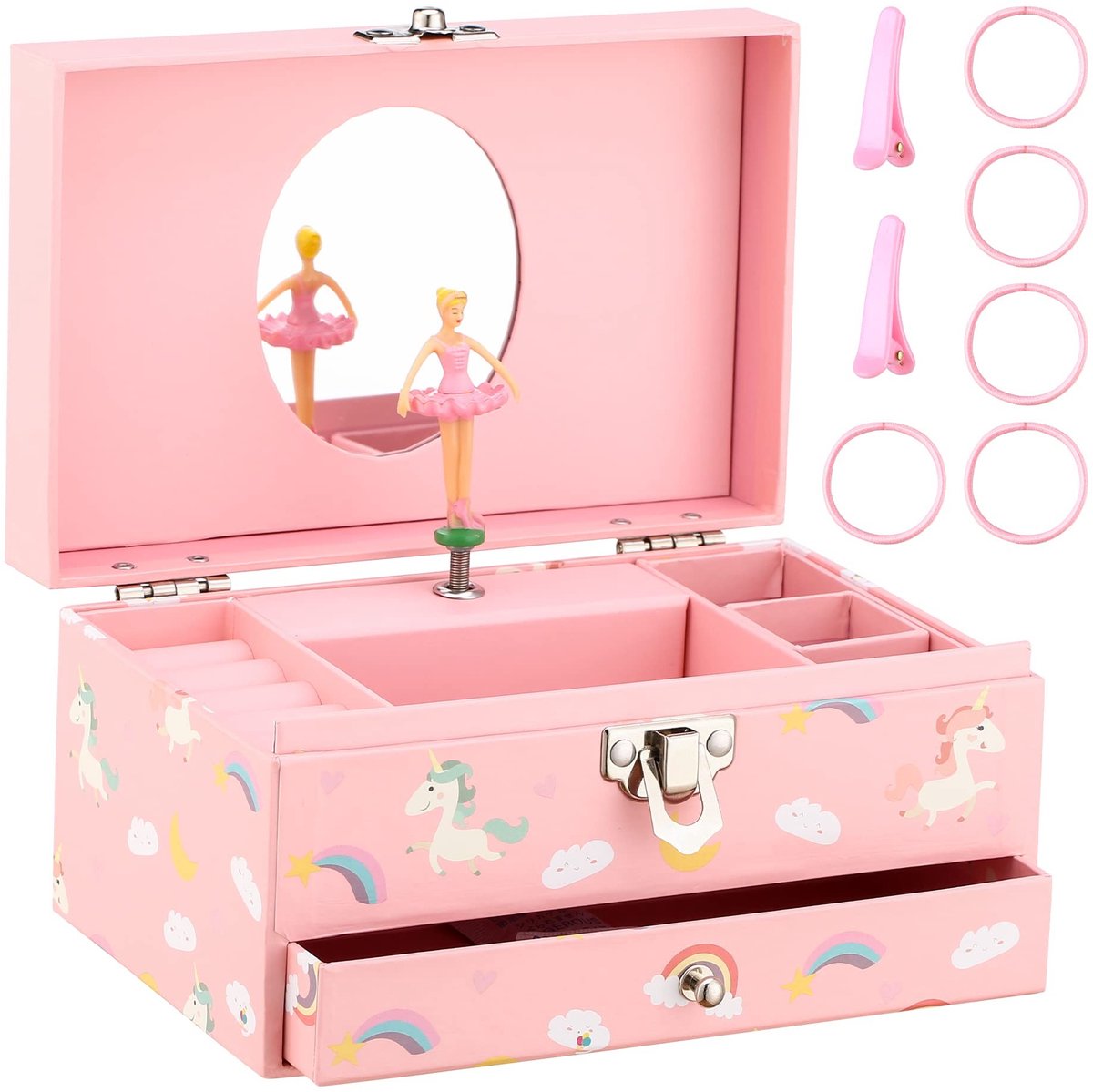 Muziekdoos voor meisjes - Ballerina met spiegel - Roze