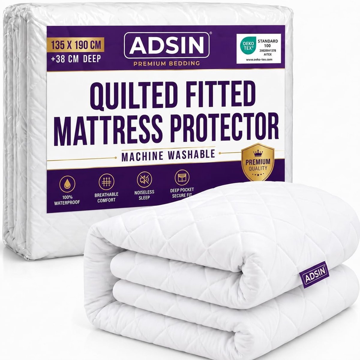 Gewatteerde Matrasbeschermer - 30 cm Diep - Anti-allergie Microvezel - 100% Waterdicht