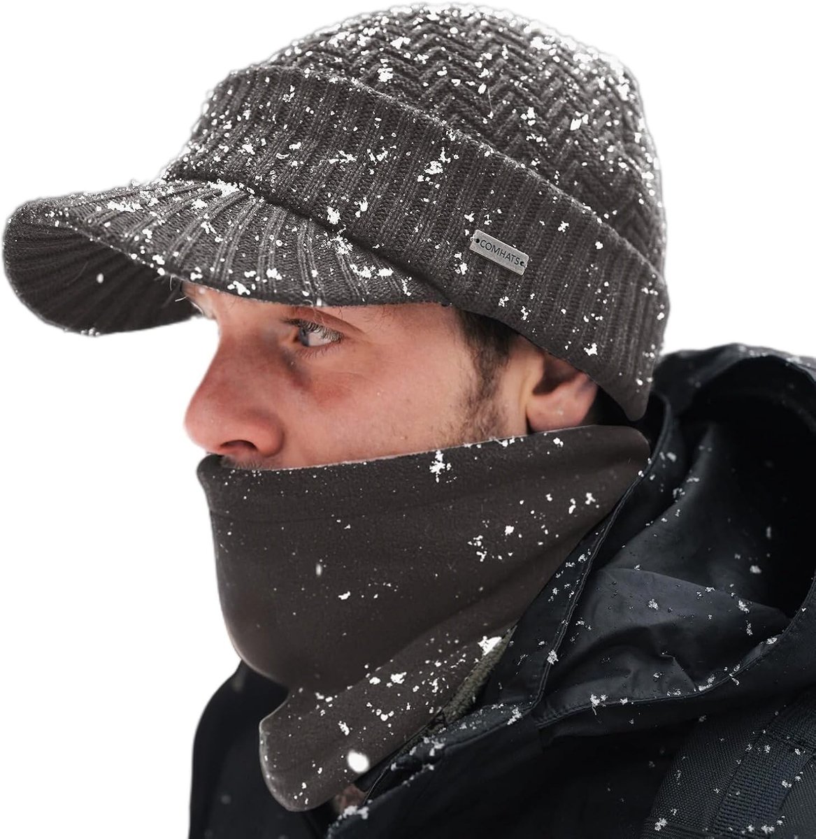 Unisex Warm Wol Gebreide Muts en Sjaal Set voor Mannen, Ideaal voor Koude Dagen en Buitenactiviteiten