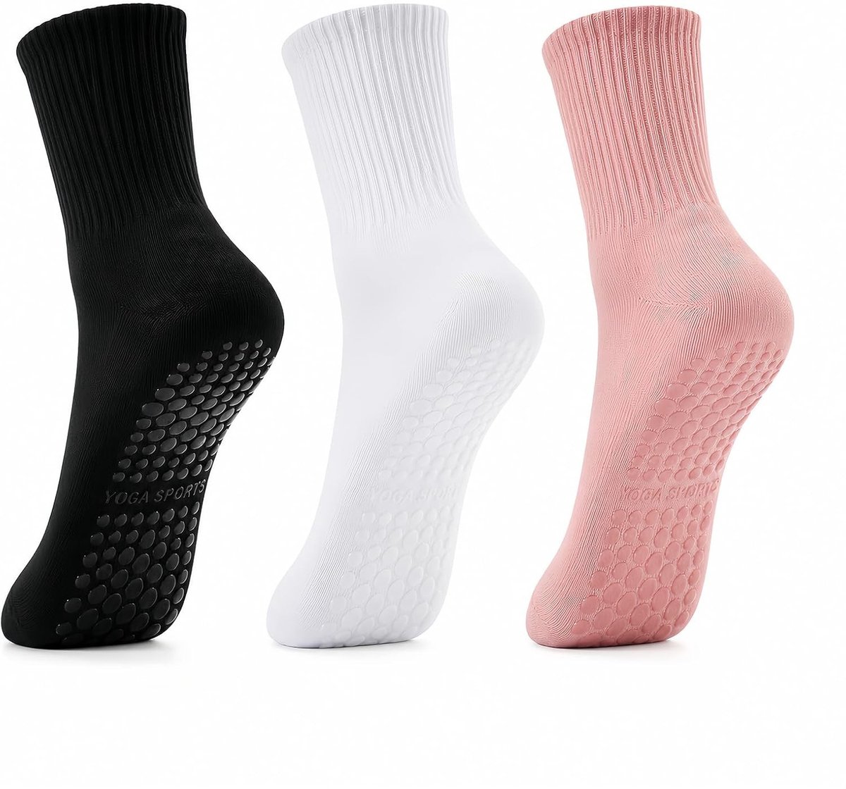Antislip Pilatesokken voor Dames - 3 Paar Yoga Sokken Maat 36-40 voor Fitness, Bar en Ziekenhuis, Perfect Cadeau voor Zwangere Moeders
