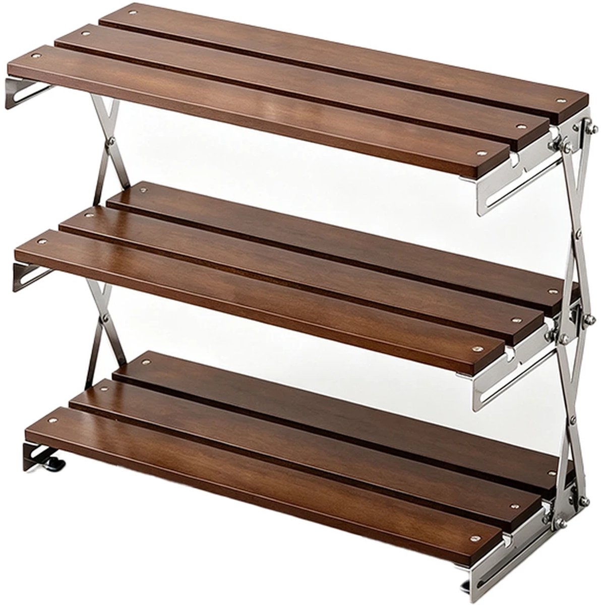 Bureau Organizer 3-Laags Opvouwbaar – Bamboe Opbergrek – Displaystandaard voor Bekers – 30 x 18 x 35 cm