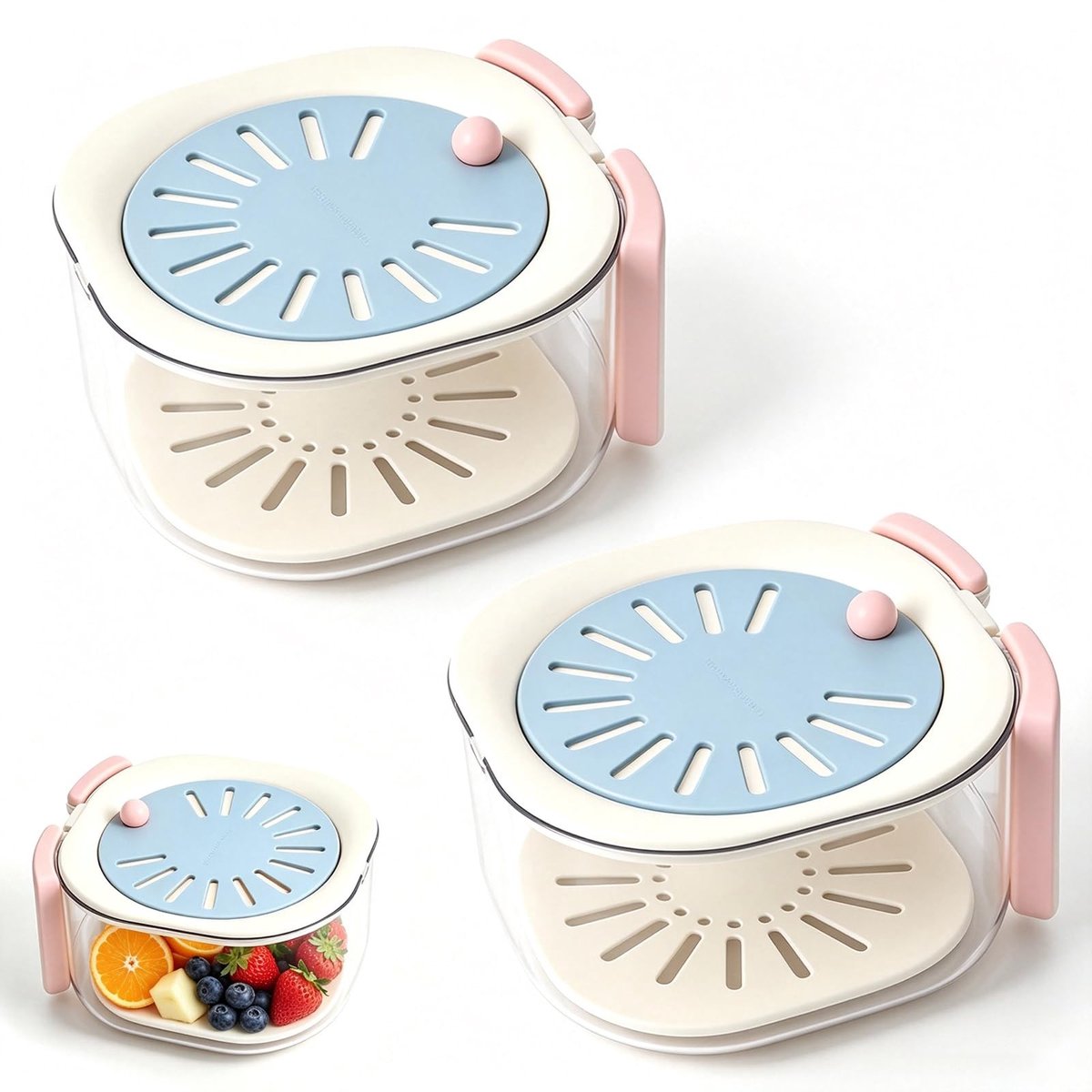 Waskom met zeef - 2 stuks - Blauw
