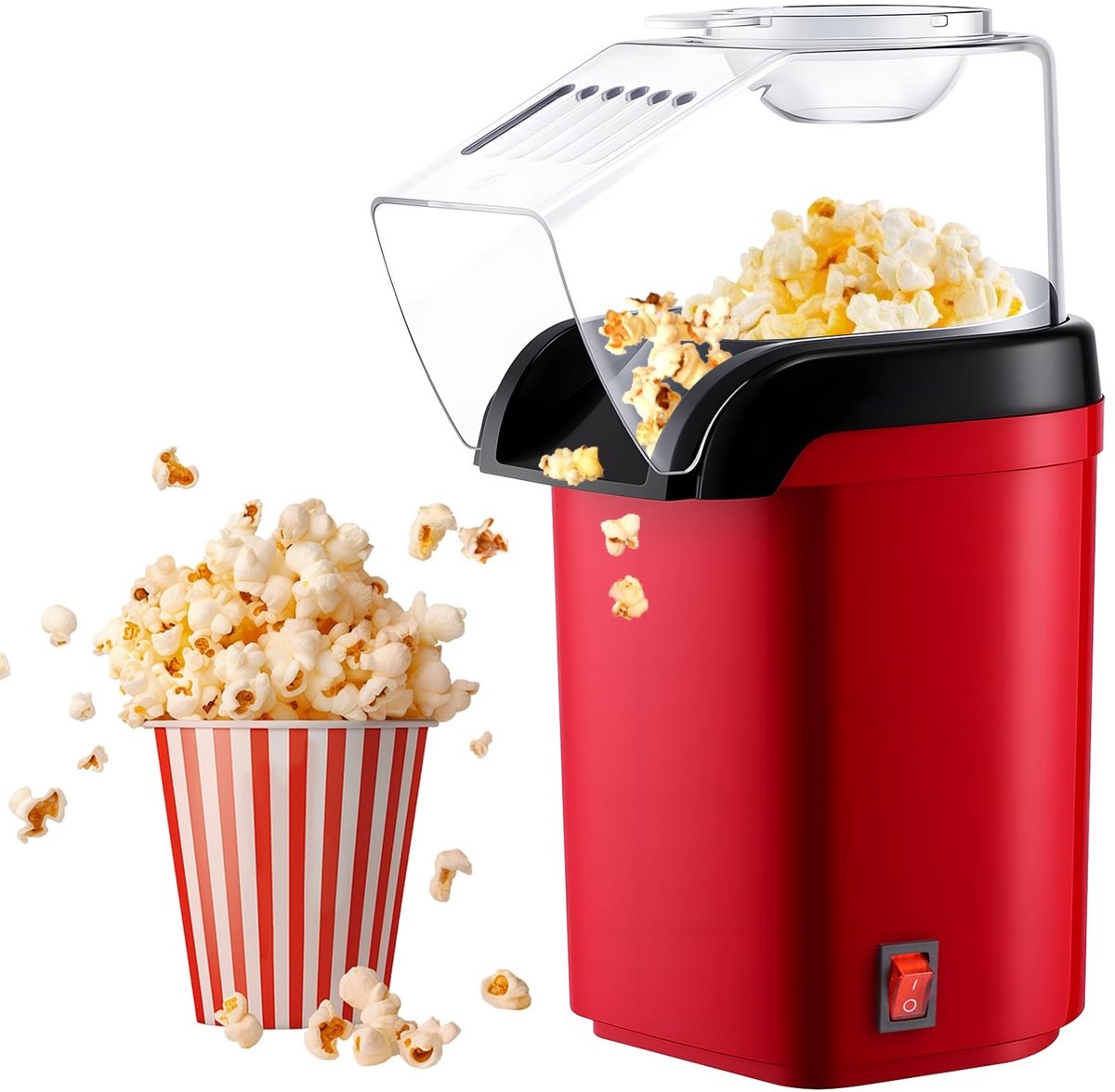 Popcornmachine - Hot Air 1200W - Retro Design - Gezond en Snel