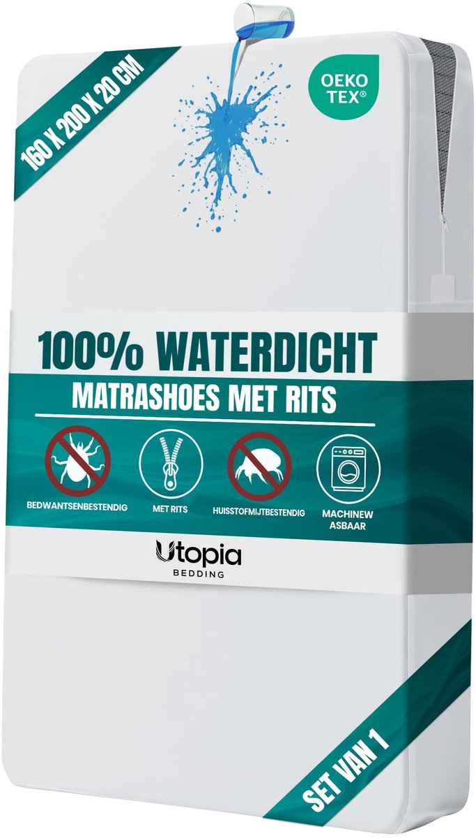 Matrasbeschermer 160 x 200 cm - Waterdicht met rits
