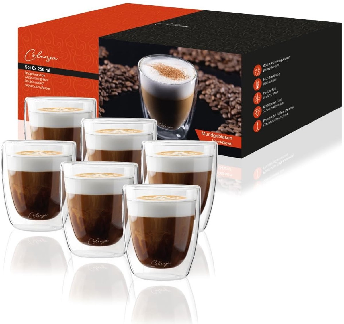 Dubbelwandige Cappuccino Glazen - Set van 2 - 250 ml