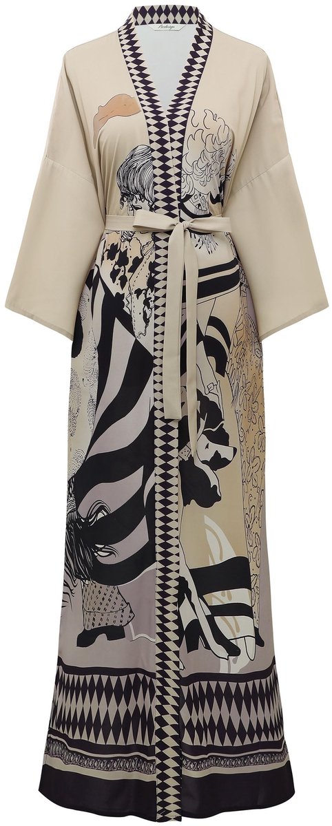Kimono Dames Badjas - Lichtgewicht Chiffon met Halve Mouwen - Champagne