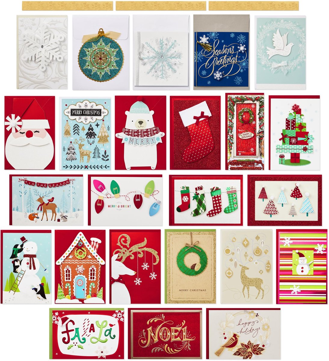 Set van 24 Handgemaakte Kerstkaarten met Enveloppen - Decoratieve Opbergdoos