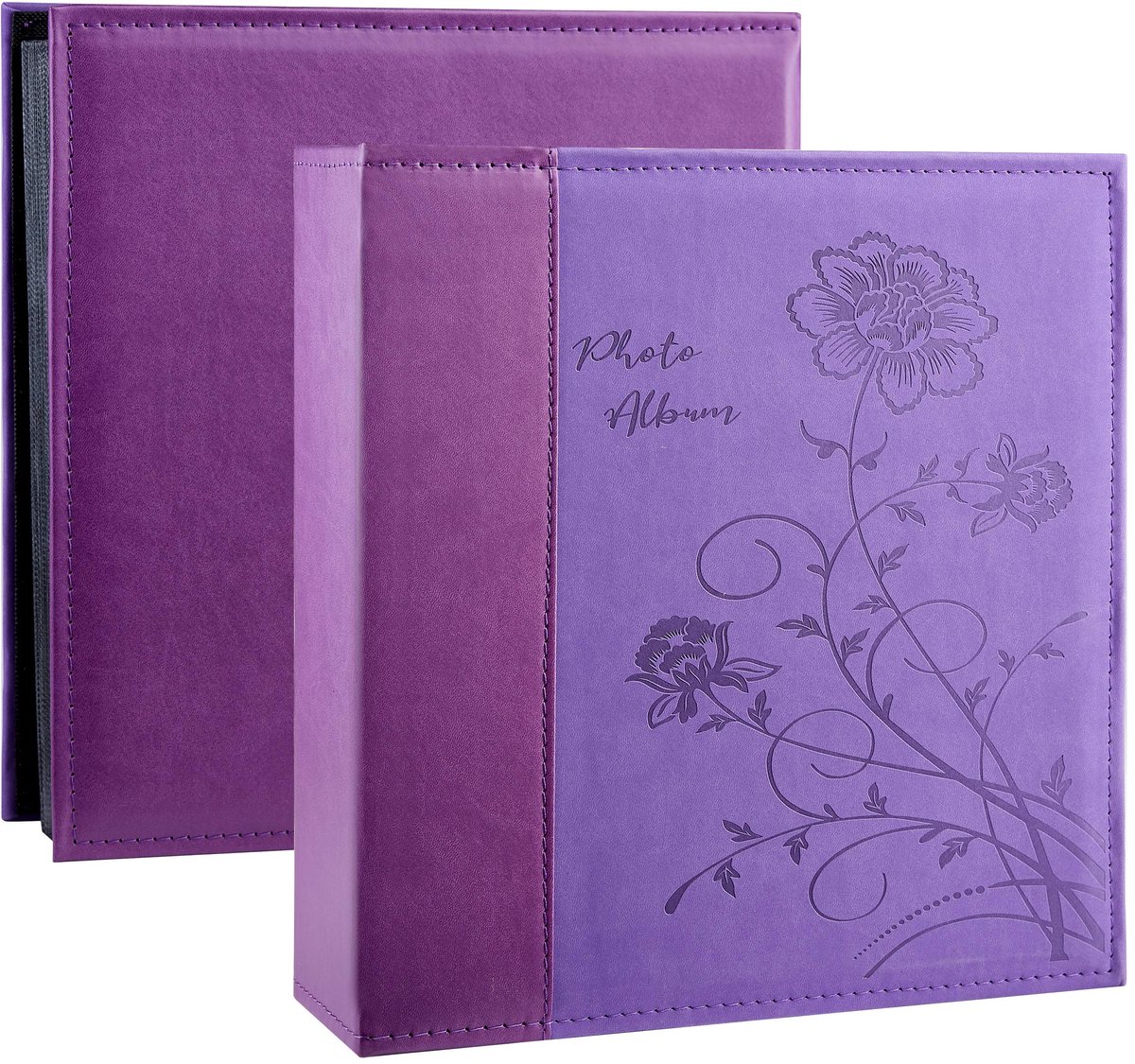 SnelShoppen - Miaikoe Fotoalbum 6x4 600 Foto's - Extra Grote Capaciteit Lederen Hoes - Perfect voor Bruiloft, Familie, Feest - Paars - 10x15cm Horizon