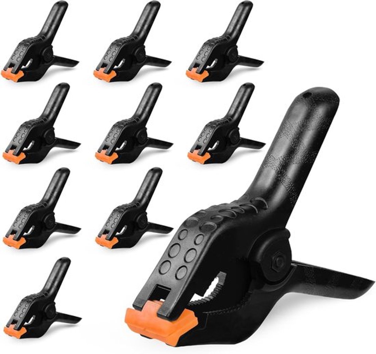 10-inch stevige veerklemmen, verpakking van 10 stuks, achtergrondklemmen geschikt voor knutselen, houtbewerking en fotografie.