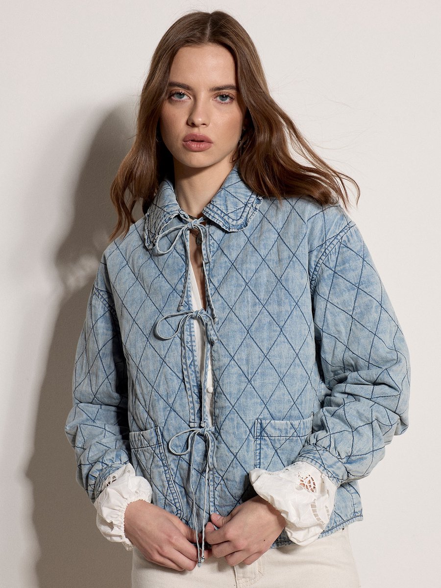 Gewatteerd katoenen denim jasje